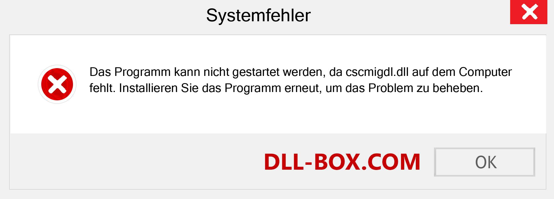 cscmigdl.dll-Datei fehlt?. Download für Windows 7, 8, 10 - Fix cscmigdl dll Missing Error unter Windows, Fotos, Bildern