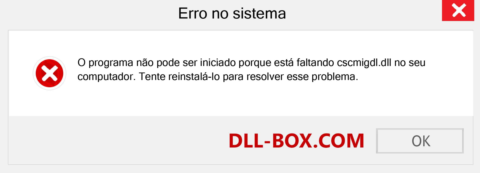 Arquivo cscmigdl.dll ausente ?. Download para Windows 7, 8, 10 - Correção de erro ausente cscmigdl dll no Windows, fotos, imagens